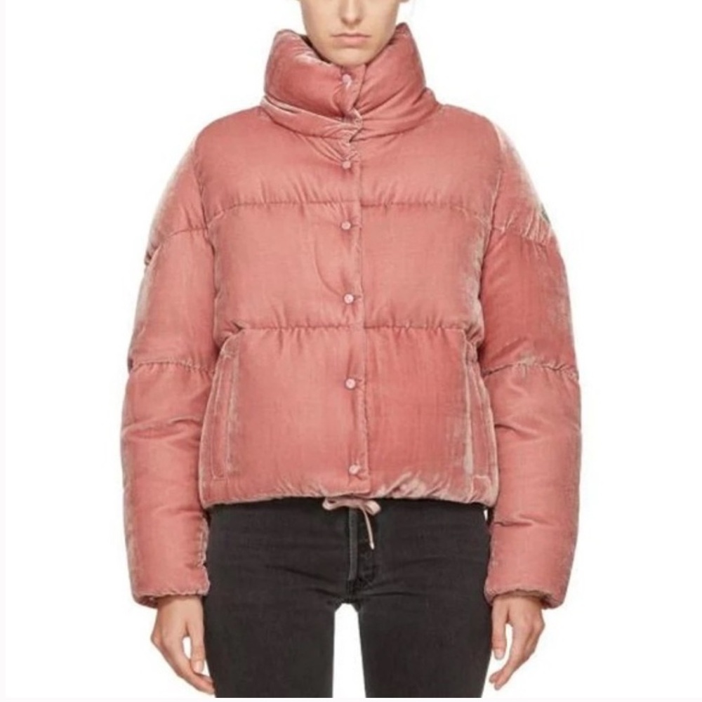 MONCLER by GOOP Cercis Quilted Velvet Goose Down Jacket Coat Sz 00/XS